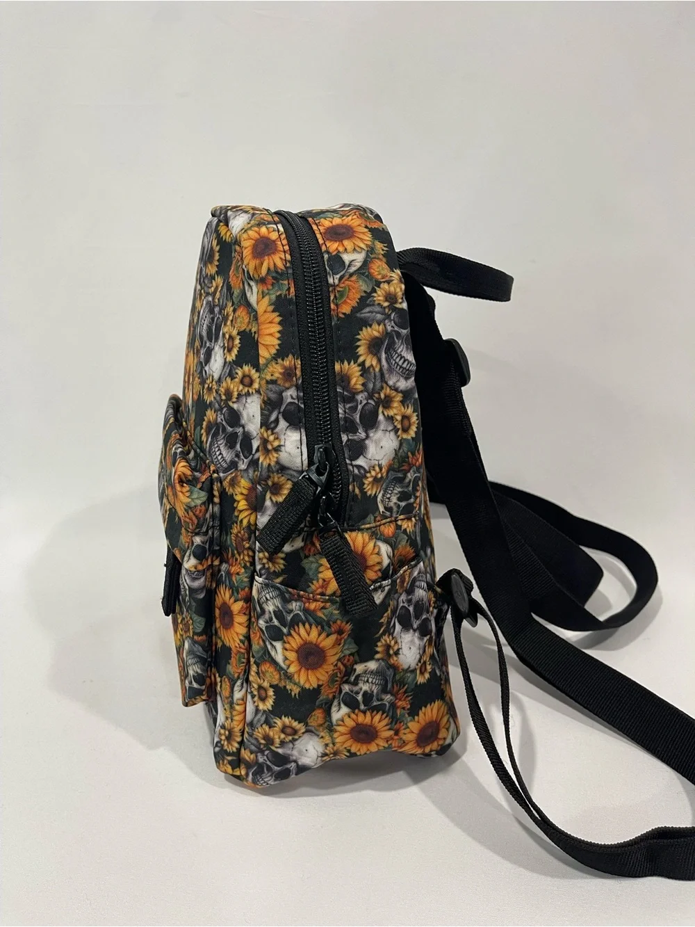 Sunflower Skull Print Mini Backpack